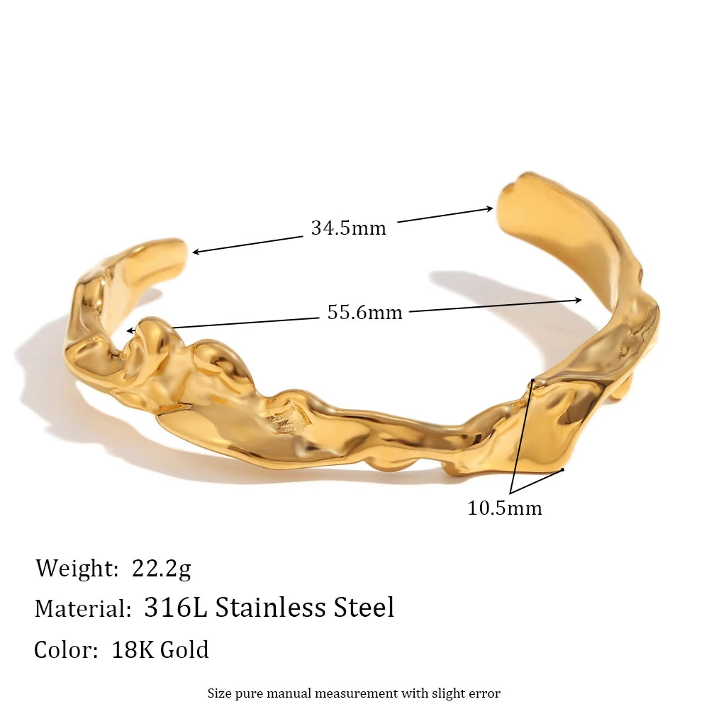 The Hypoallergenic 18K Gold Plated Pounding Wave Bracelet