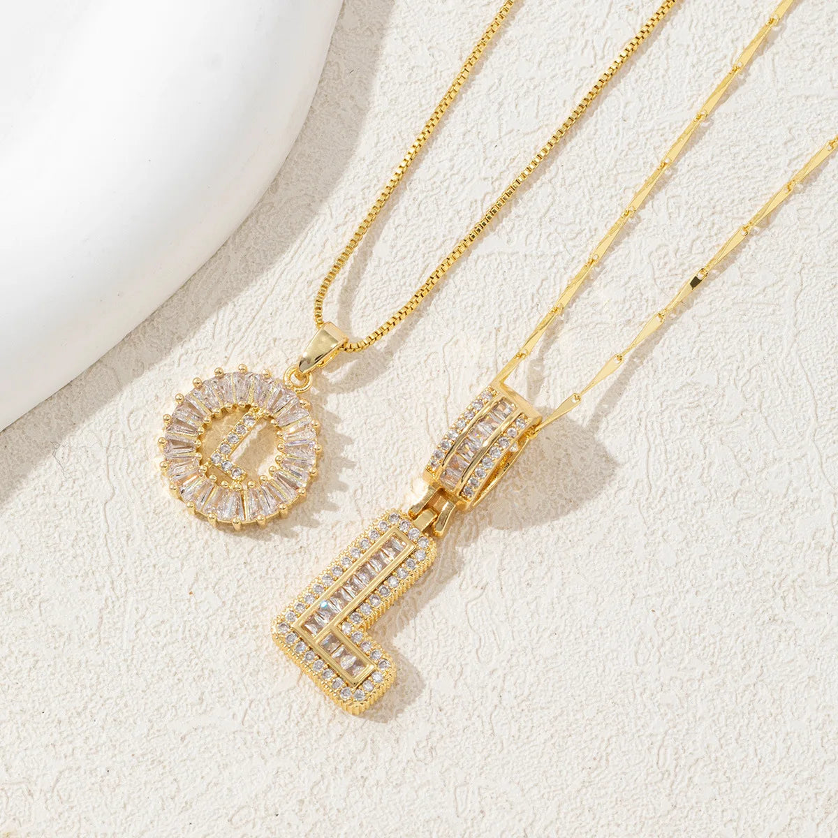 The IceBoyDC 2Pcs Dainty Zircon Signature Initial Necklace