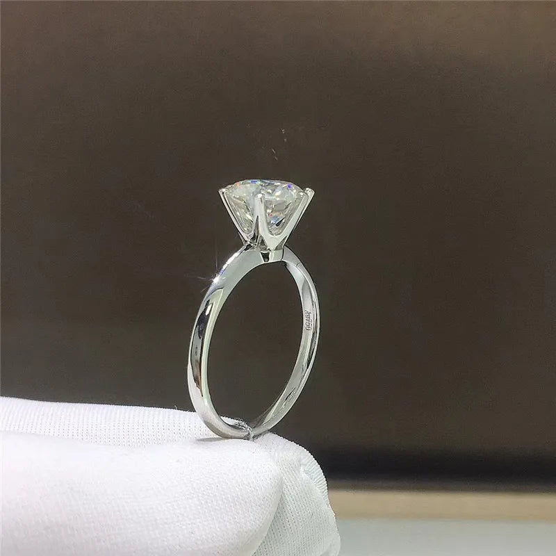 IceBoyDC 1-5 CT D Color Moissanite Solitaire Ring (14K White Gold Plated)