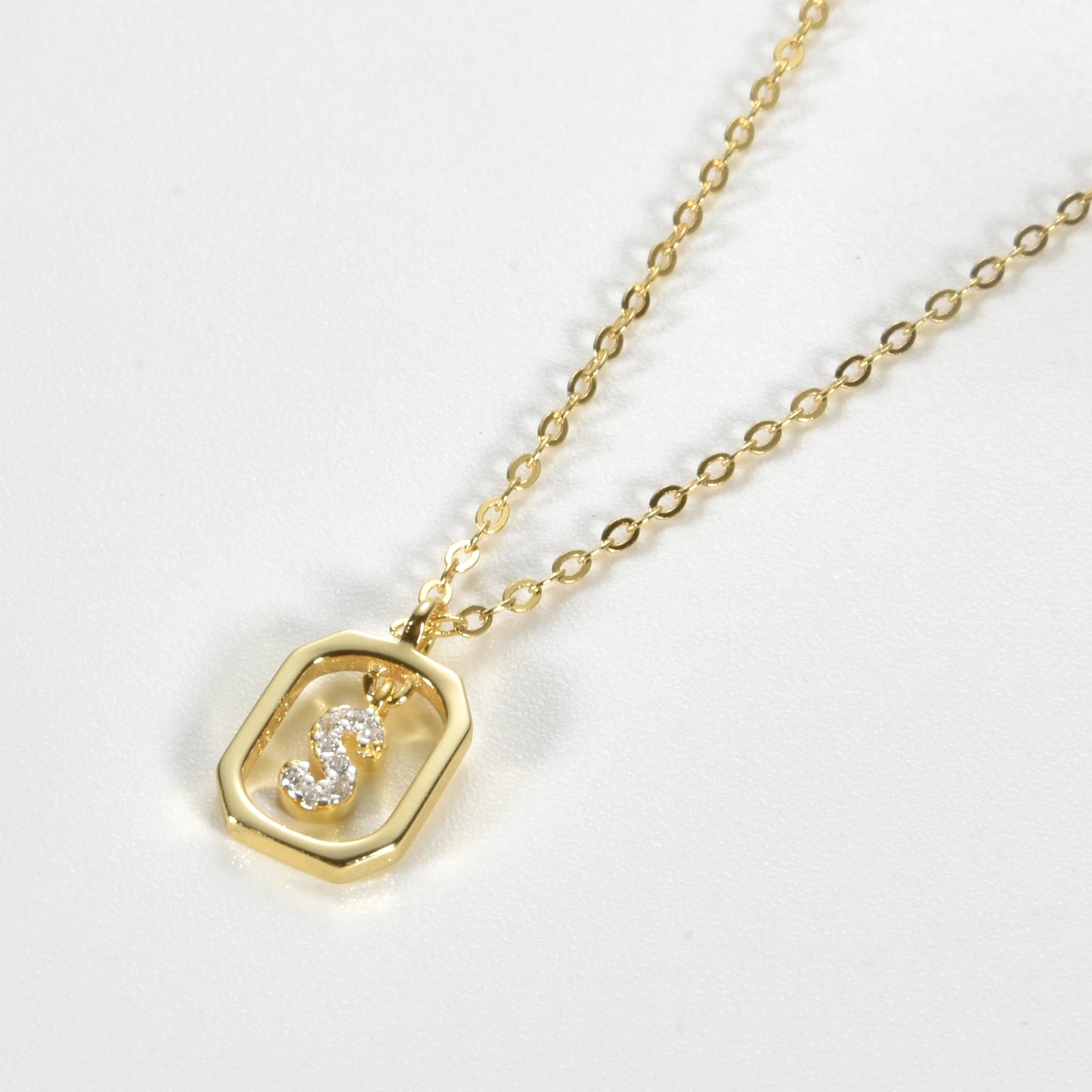 IceBoyDC Gold Initial Necklace with Zirconia Pendant