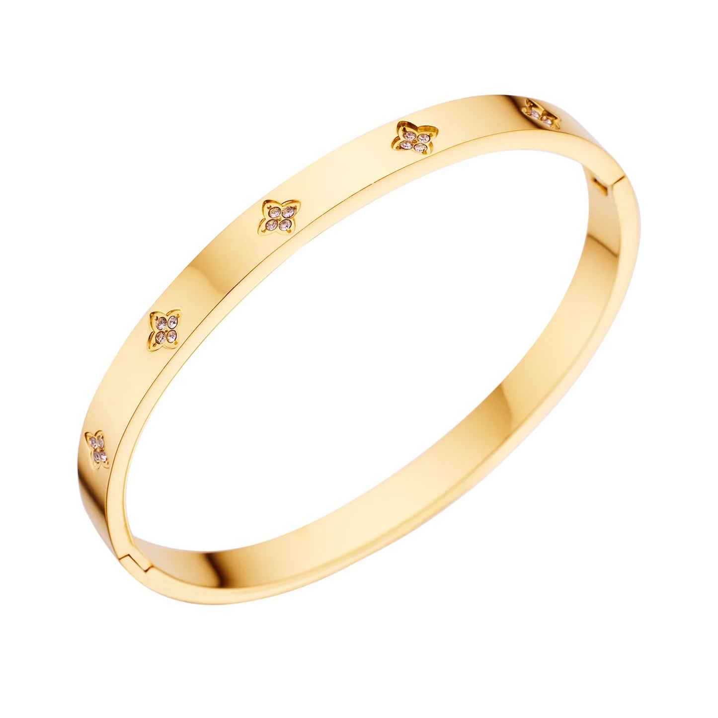 IceBoyDC: Timeless Elegance ✨ Cubic Zirconia Clover Bangle