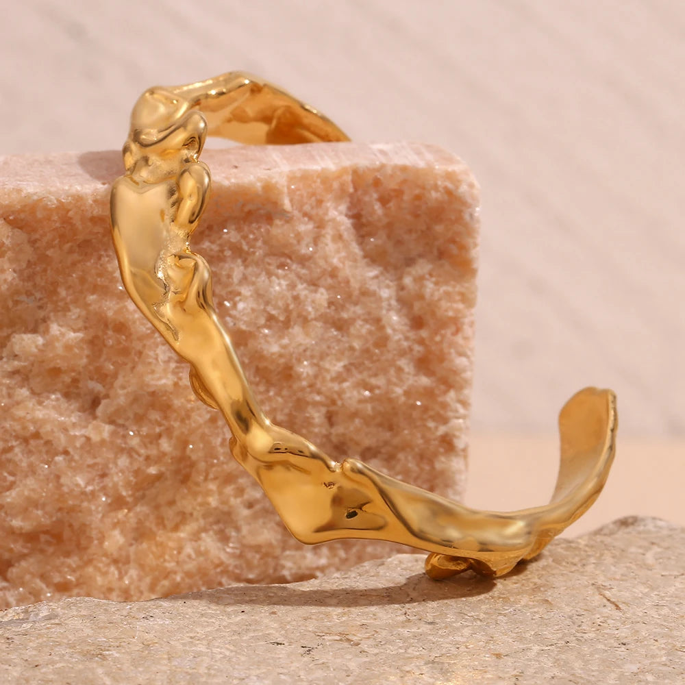 The Hypoallergenic 18K Gold Plated Pounding Wave Bracelet