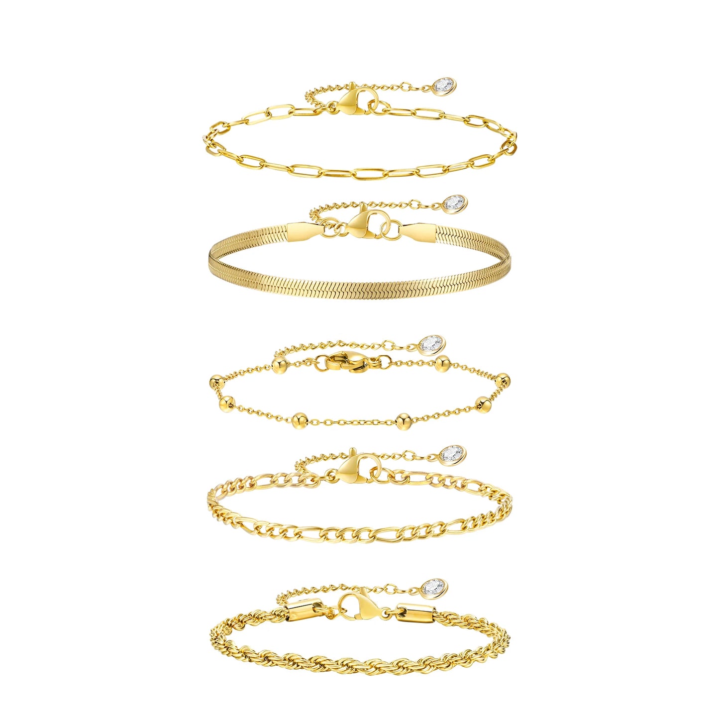 The IceBoyDC 5-Piece Link Bracelet Stack