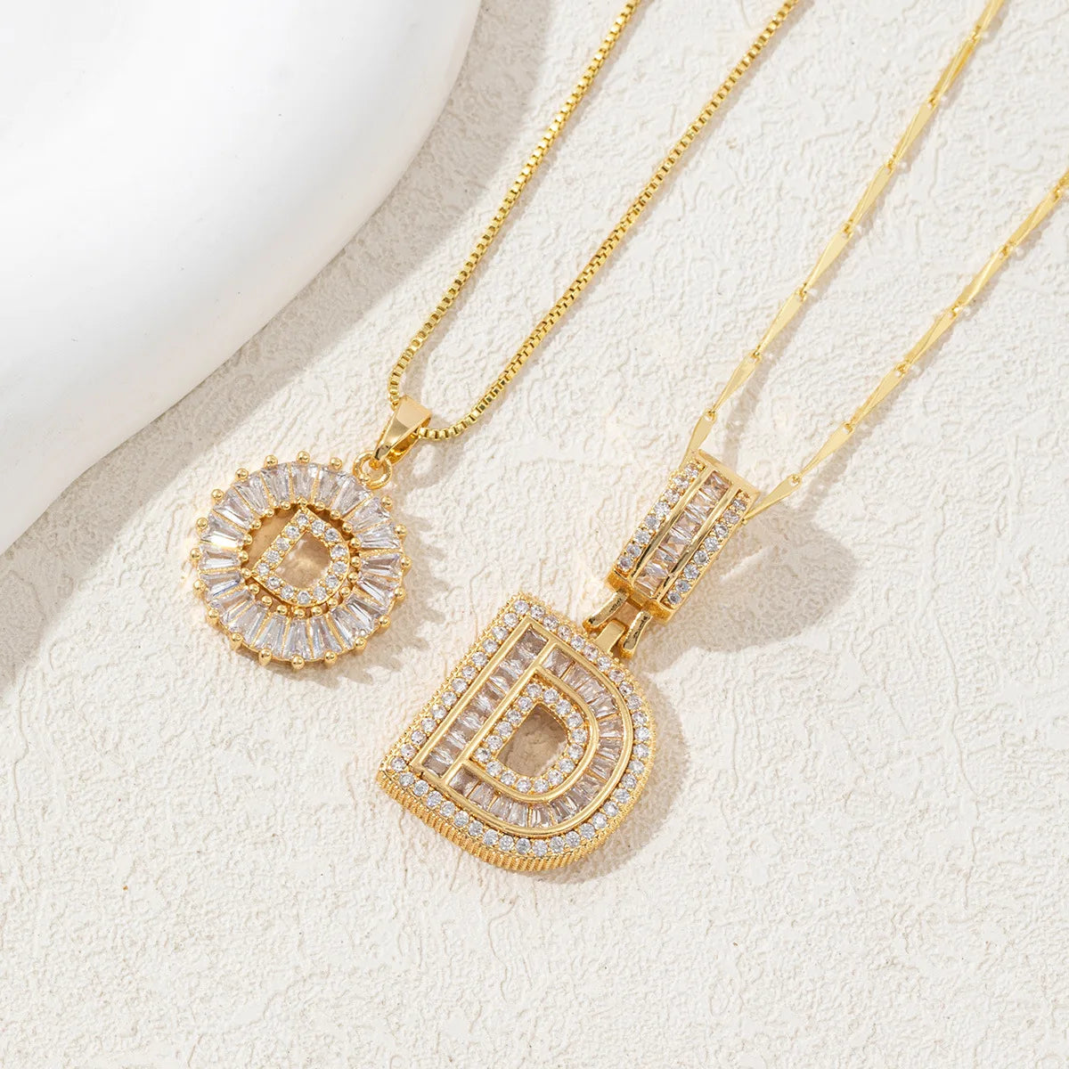 The IceBoyDC 2Pcs Dainty Zircon Signature Initial Necklace