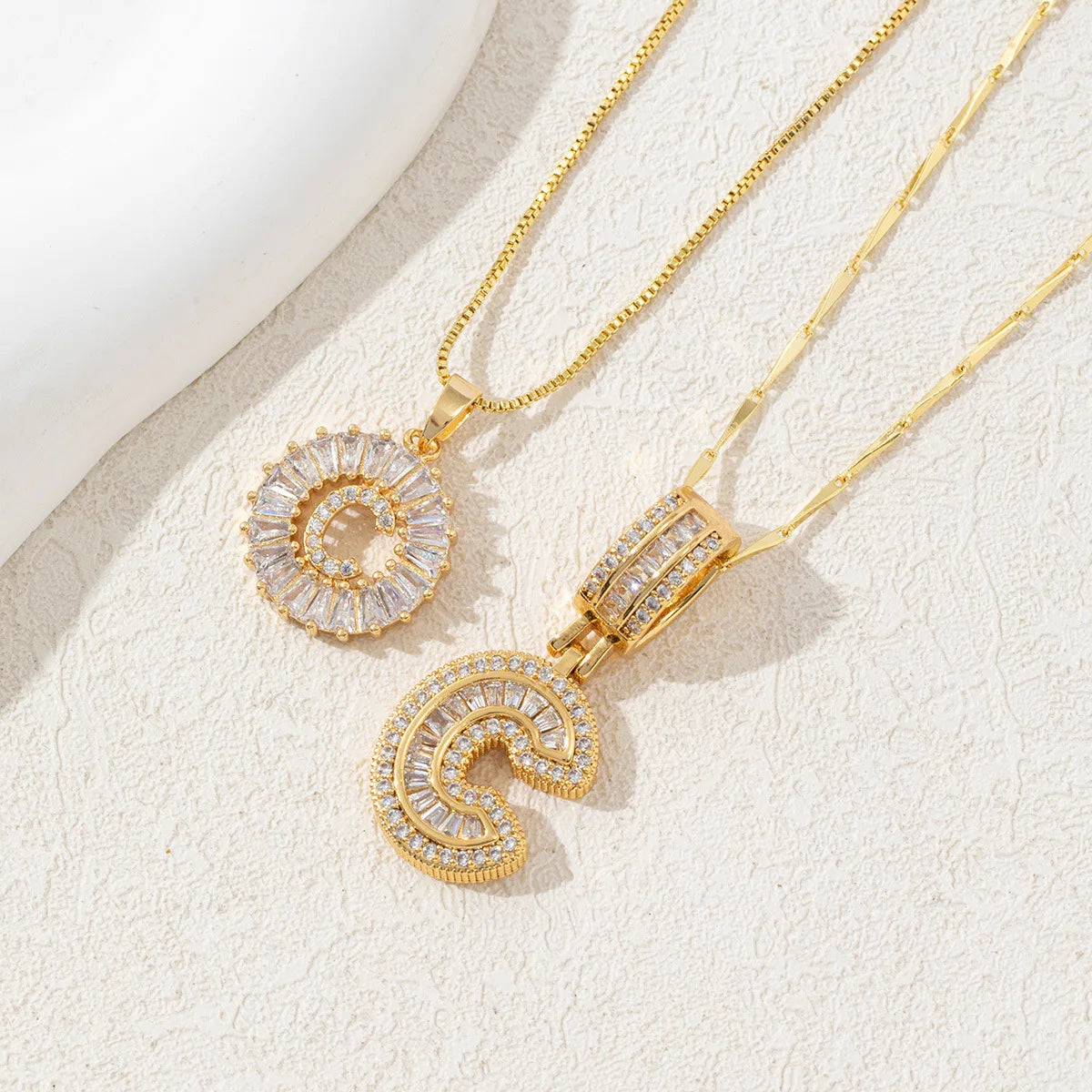 The IceBoyDC 2Pcs Dainty Zircon Signature Initial Necklace