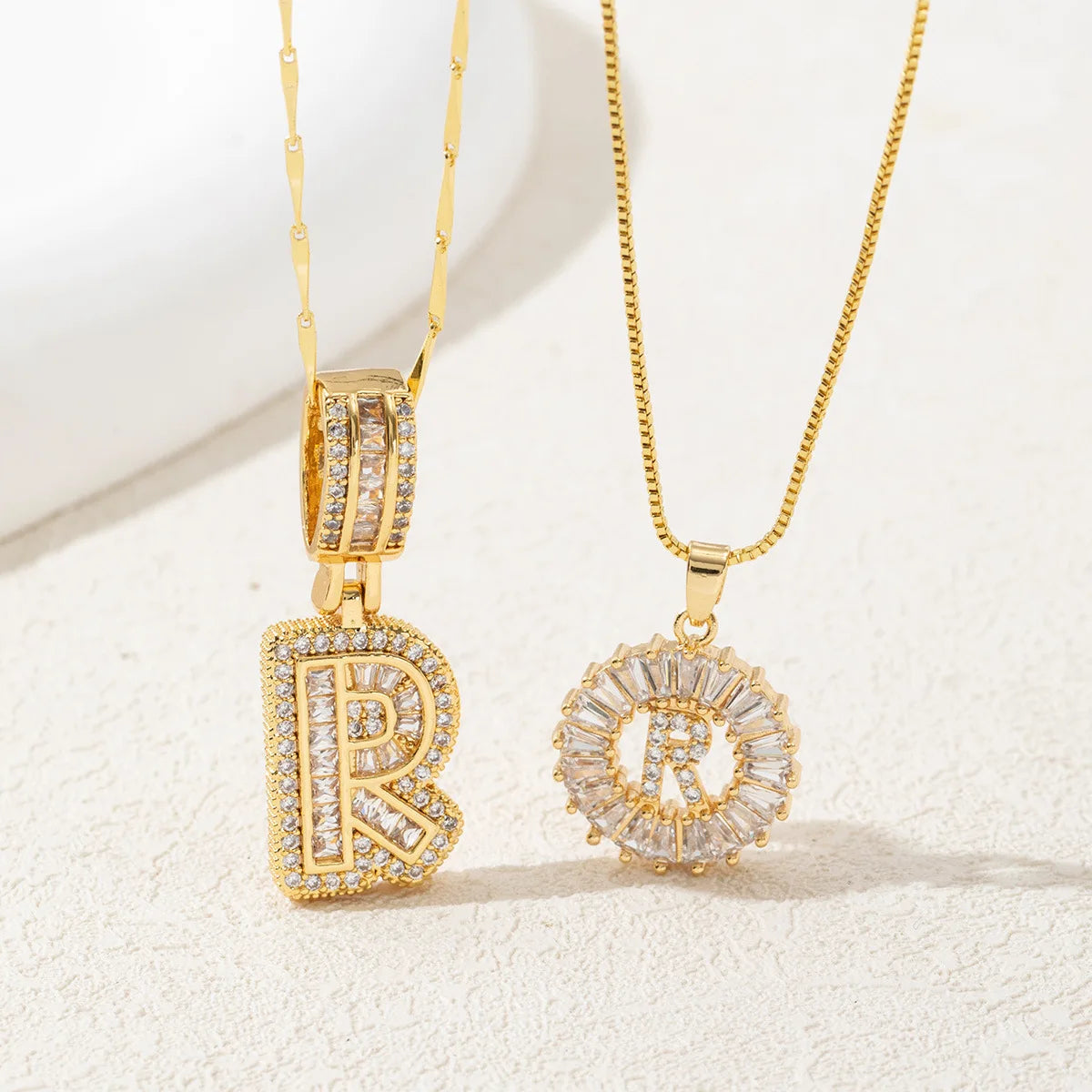 The IceBoyDC 2Pcs Dainty Zircon Signature Initial Necklace
