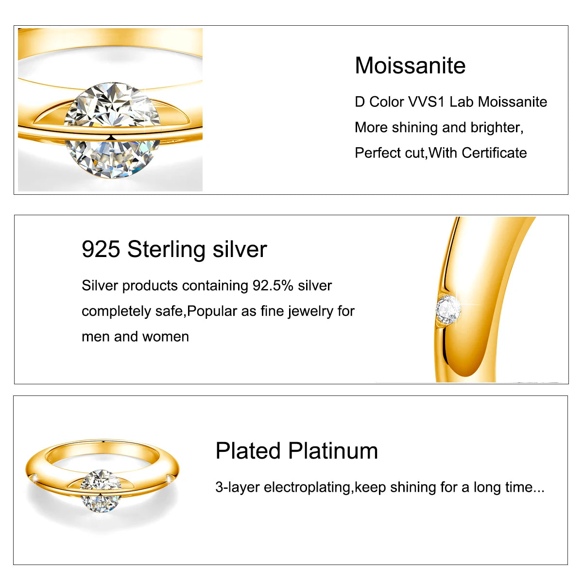 The Gold Rotating Moissanite Solitaire Classic Ring