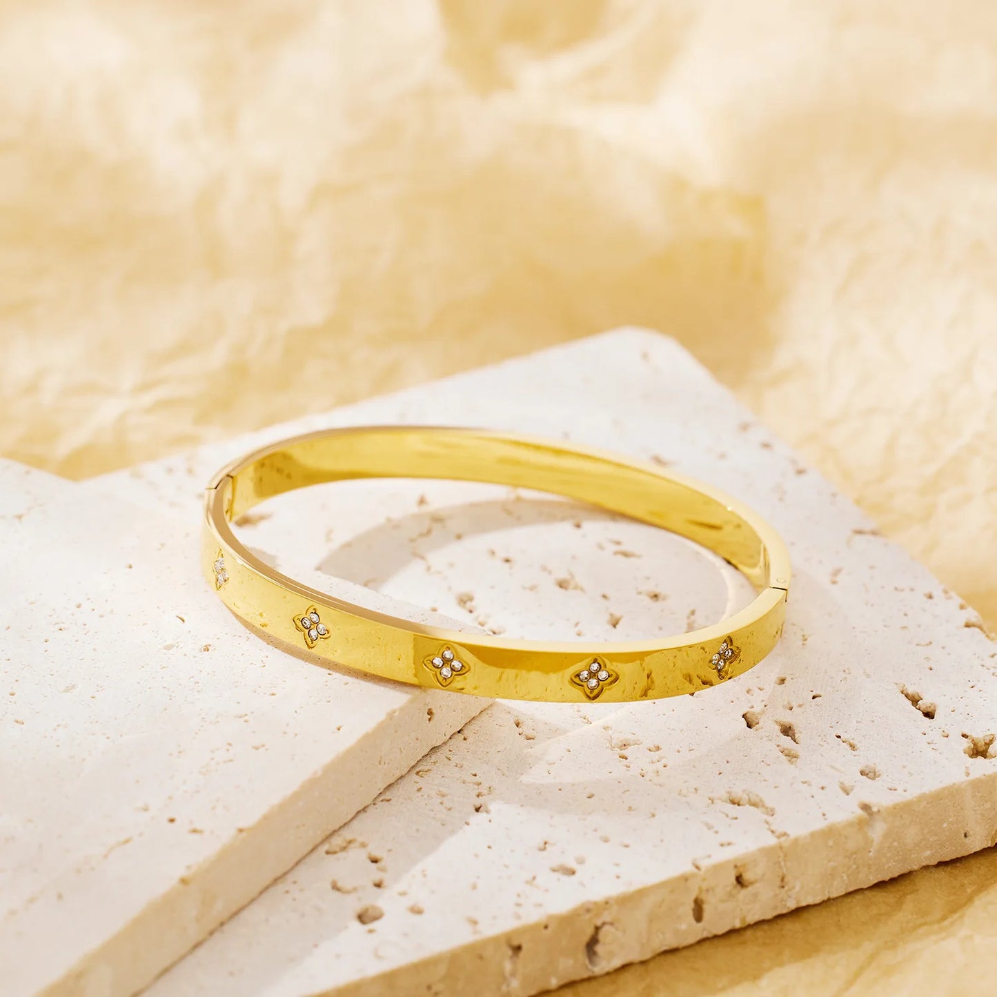IceBoyDC: Timeless Elegance ✨ Cubic Zirconia Clover Bangle