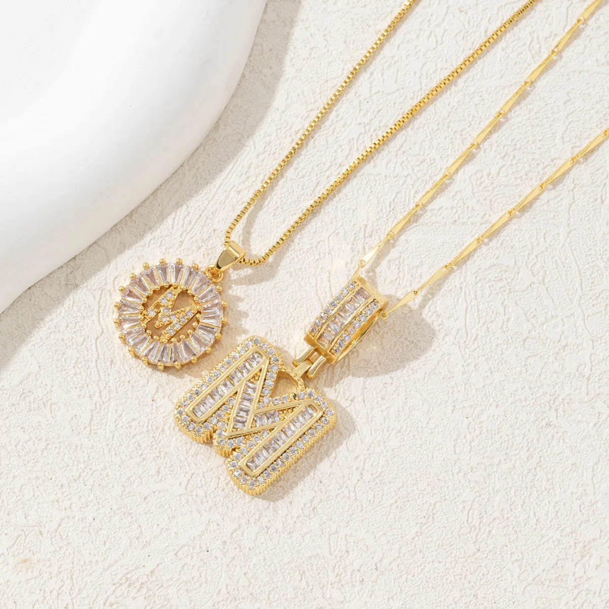 The IceBoyDC 2Pcs Dainty Zircon Signature Initial Necklace