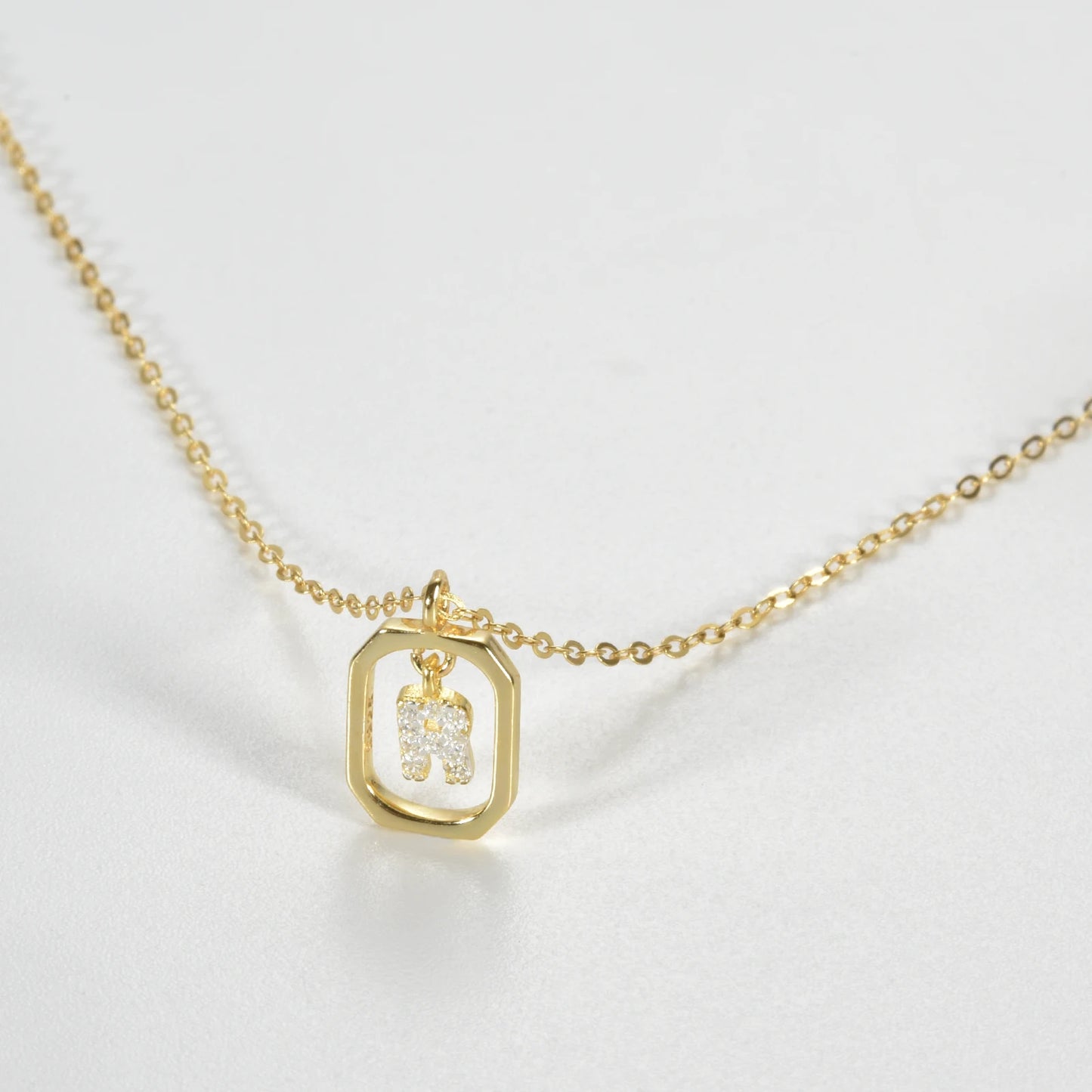 IceBoyDC Gold Initial Necklace with Zirconia Pendant