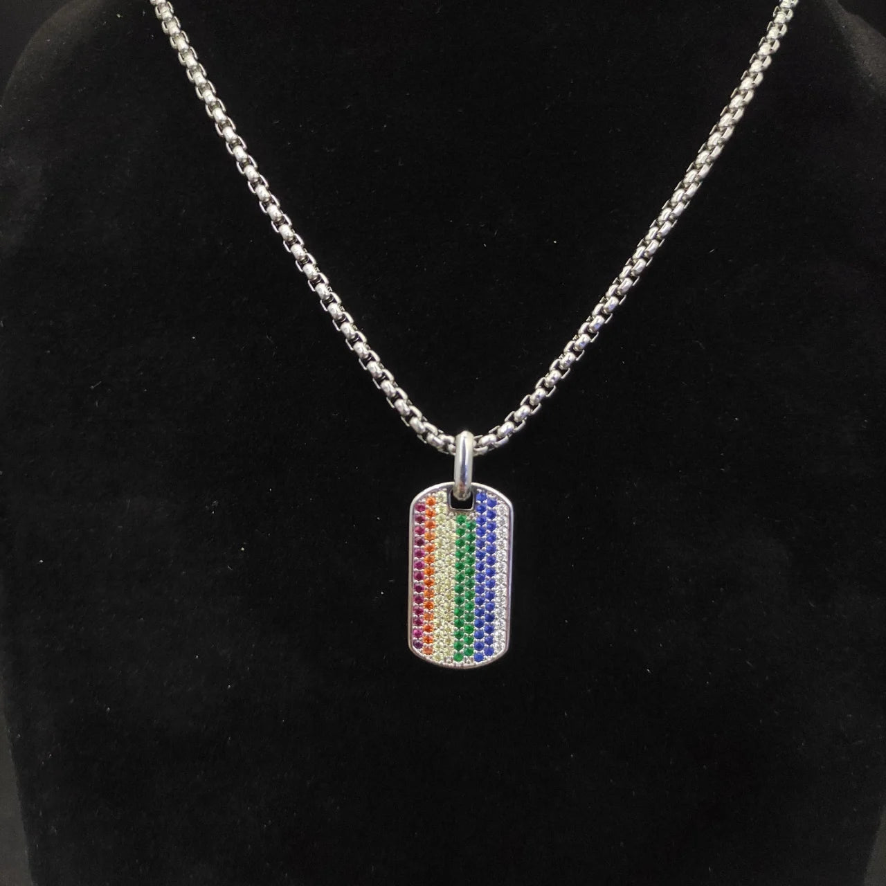 Pride Rainbow Dog Tag Necklace 18 in.( While Supplies Last )