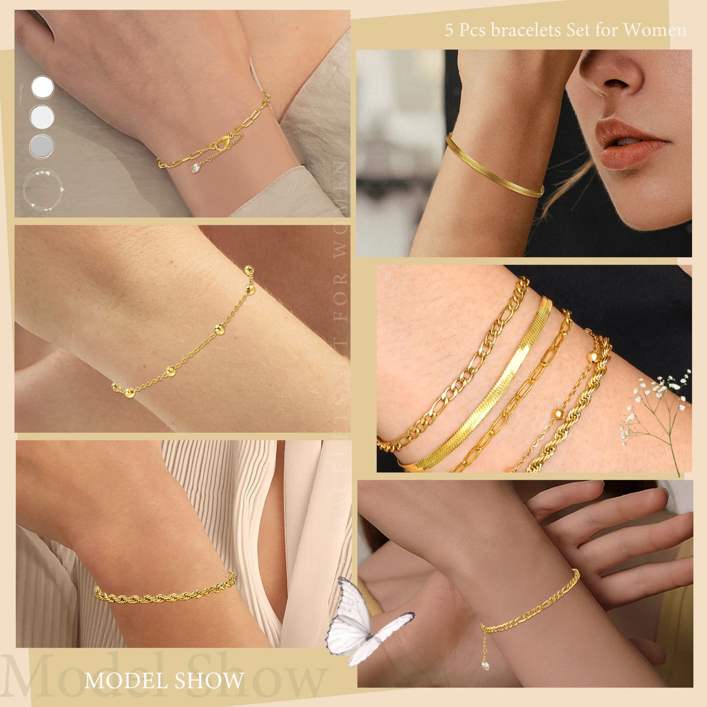 The IceBoyDC 5-Piece Link Bracelet Stack