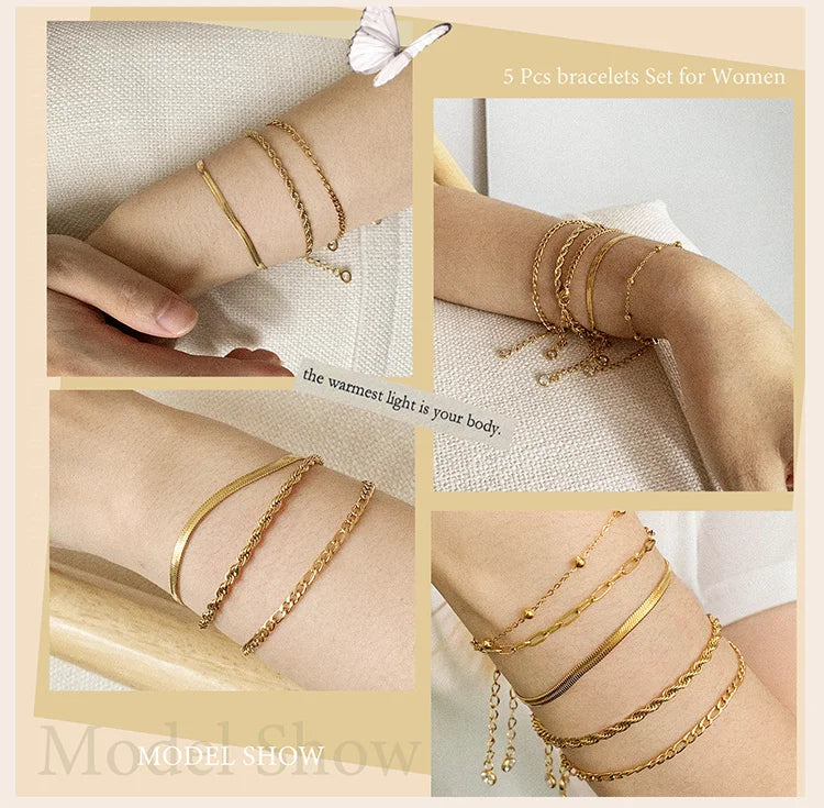 The IceBoyDC 5-Piece Link Bracelet Stack