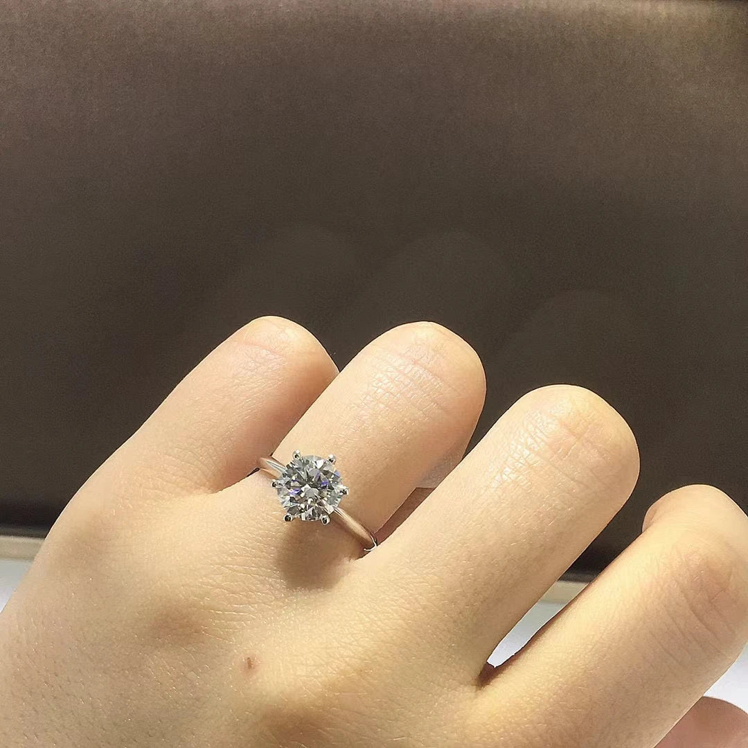 IceBoyDC 1-5 CT D Color Moissanite Solitaire Ring (14K White Gold Plated)