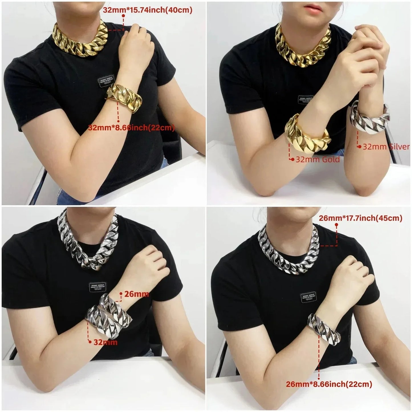 IceBoyDC's Men's 32mm Thick 14k Gold-Plated Cuban Link Chain Bracelet and/or Necklace -Waterproof, Non-Tarnish