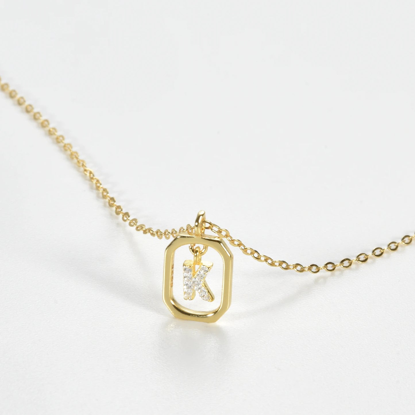 IceBoyDC Gold Initial Necklace with Zirconia Pendant