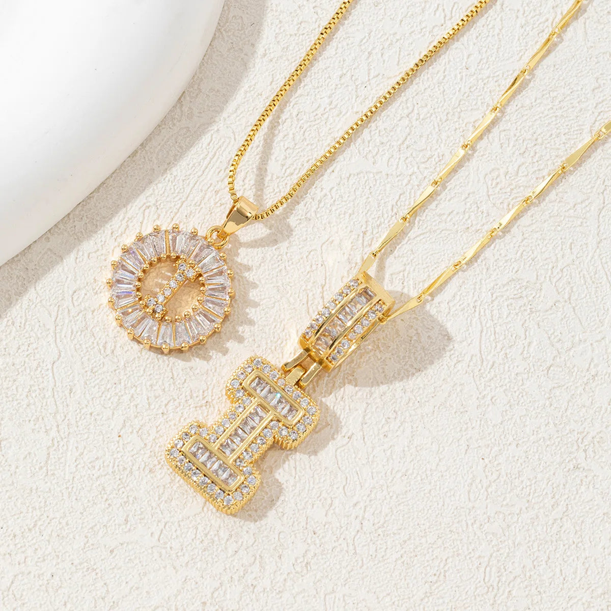 The IceBoyDC 2Pcs Dainty Zircon Signature Initial Necklace