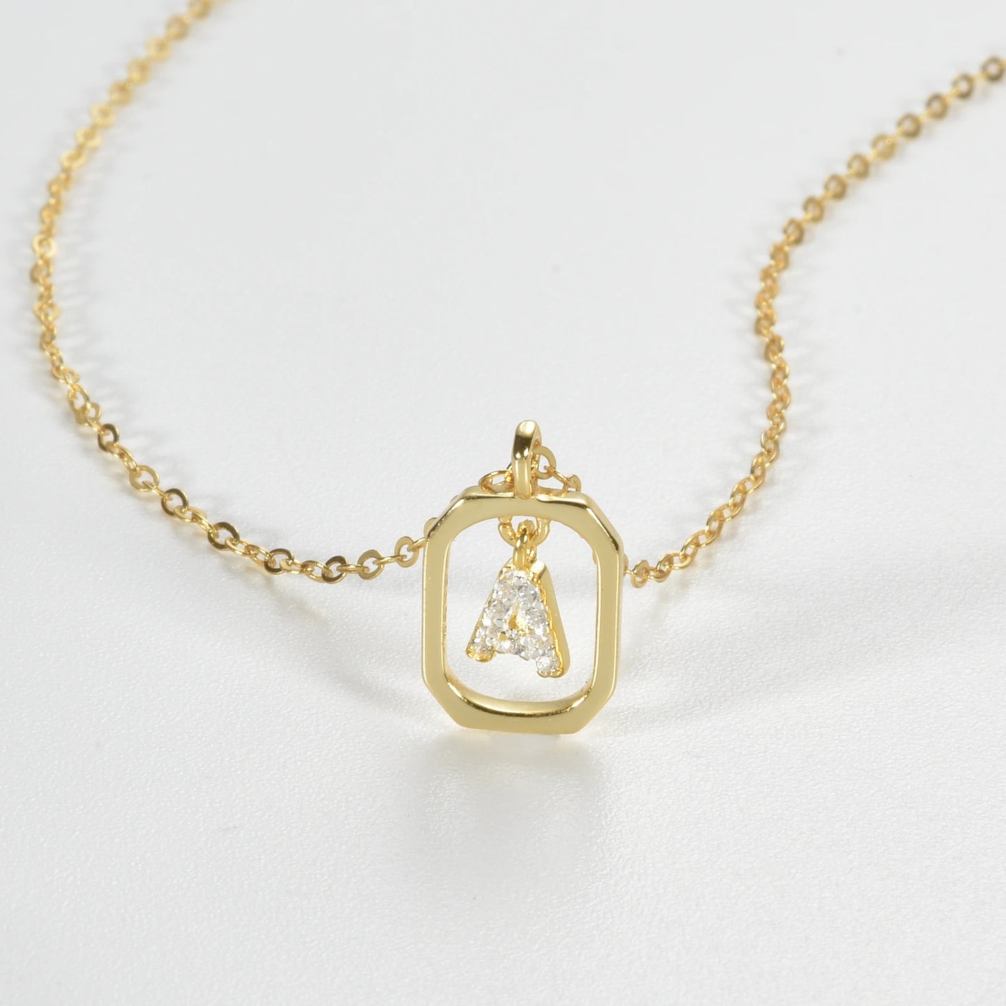 IceBoyDC Gold Initial Necklace with Zirconia Pendant