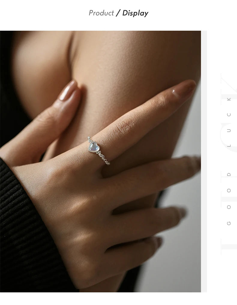 The IceBoyDC Adjustable Moonstone Heart Ring