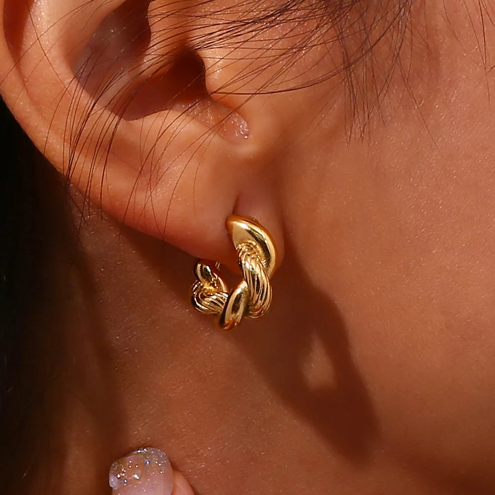 The IceBoyDC Hypoallergenic 18K Gold Plated Twisted Chunky Hoop Earrings