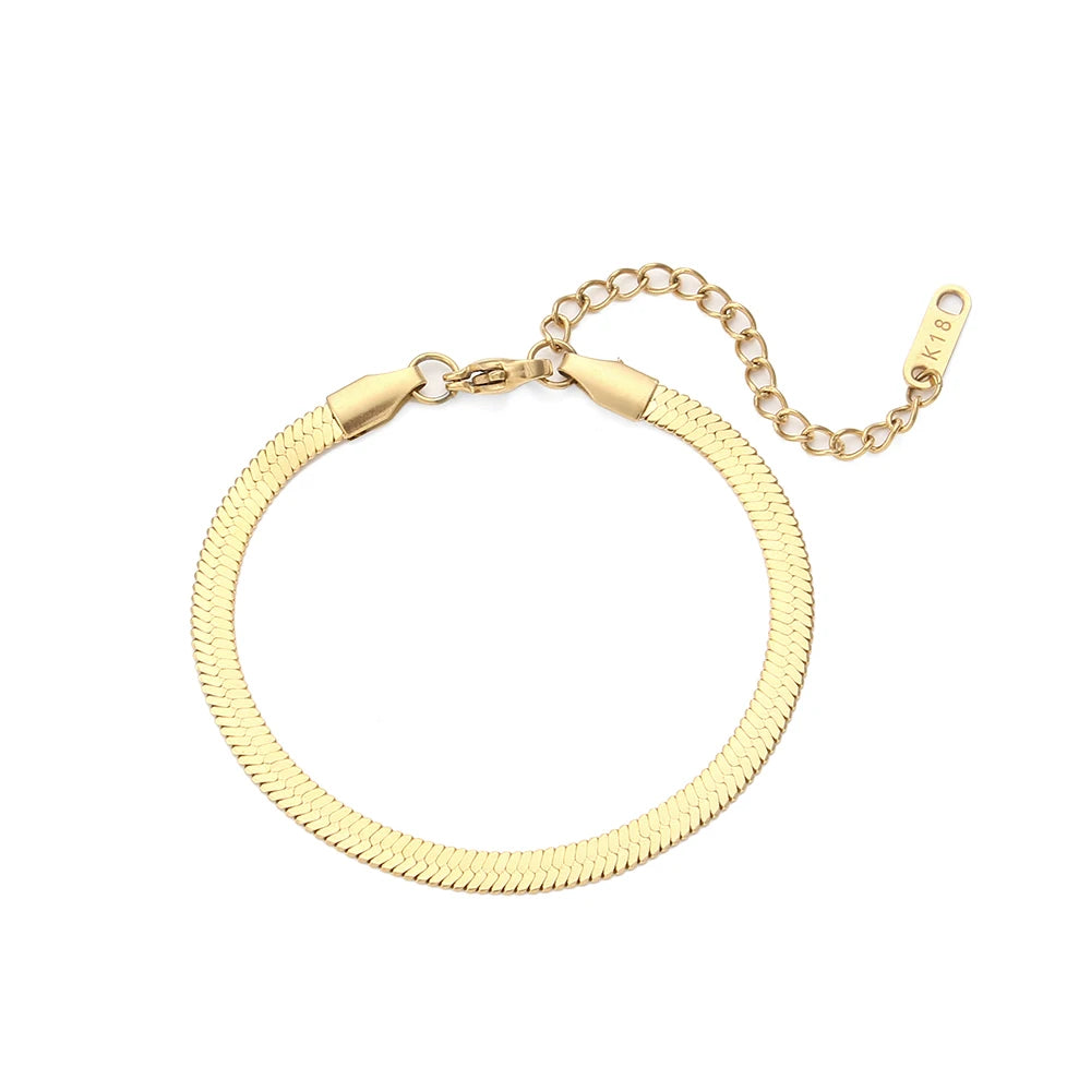 The Tarnish-Free18k Gold Plated Herringbone Chain or Bracelet