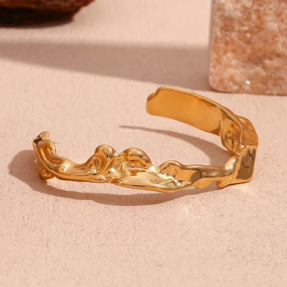 The Hypoallergenic 18K Gold Plated Pounding Wave Bracelet