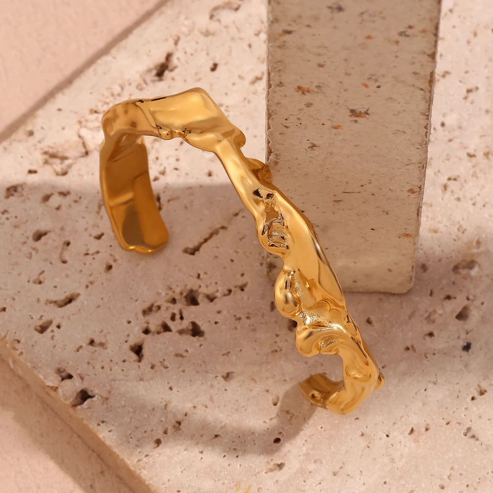 The Hypoallergenic 18K Gold Plated Pounding Wave Bracelet