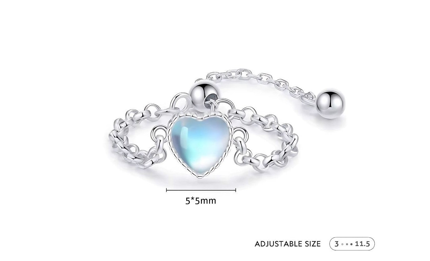 The IceBoyDC Adjustable Moonstone Heart Ring