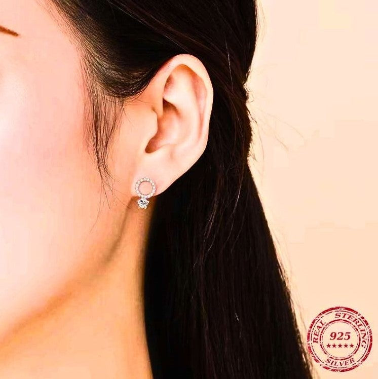 The IceBoyDC 925 Sterling Silver Sparkling Circle Stud Earrings