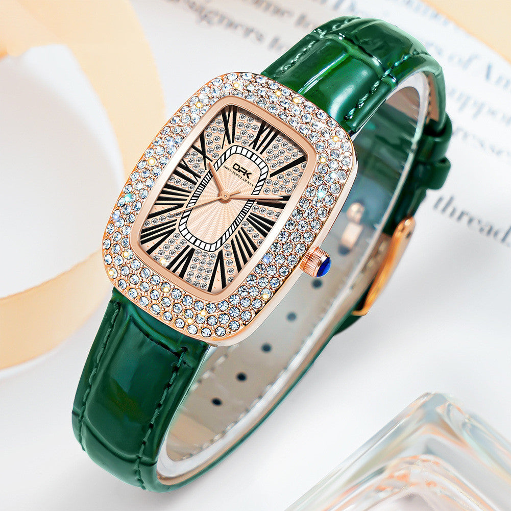 IceBoyDC: Everyday Brilliance -" الحنان "Women's 35mm Quartz Watch with Full Zirconia Bezel (Brown, Black, Green)