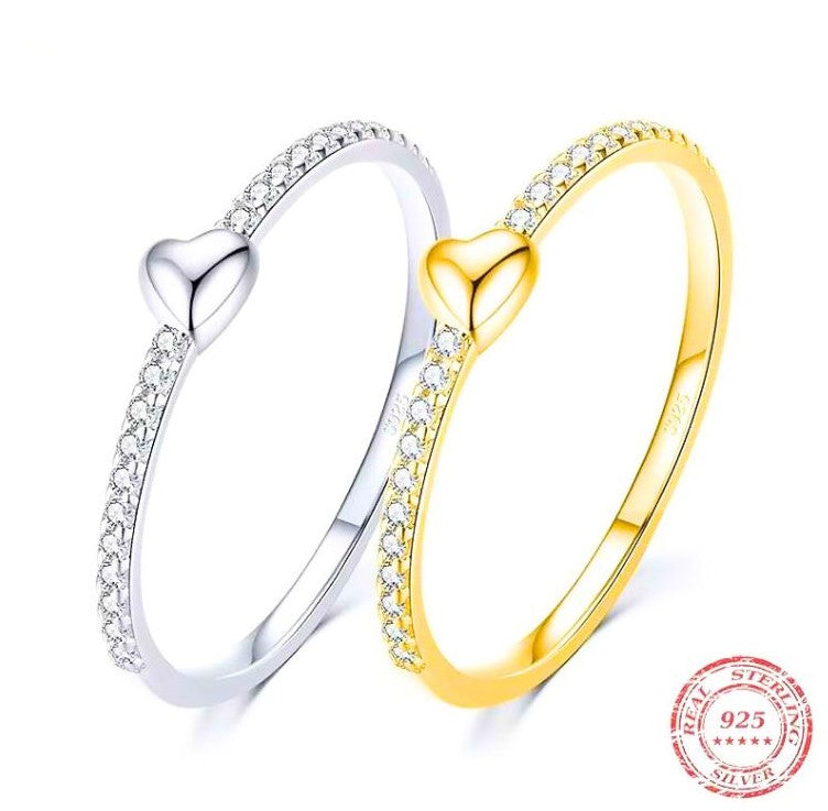 The Minimalist Dainty Heart Ring with CZ Accents