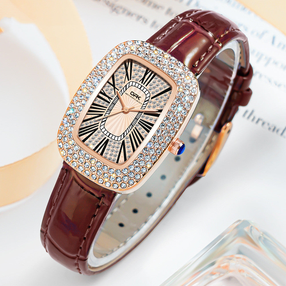 IceBoyDC: Everyday Brilliance -" الحنان "Women's 35mm Quartz Watch with Full Zirconia Bezel (Brown, Black, Green)