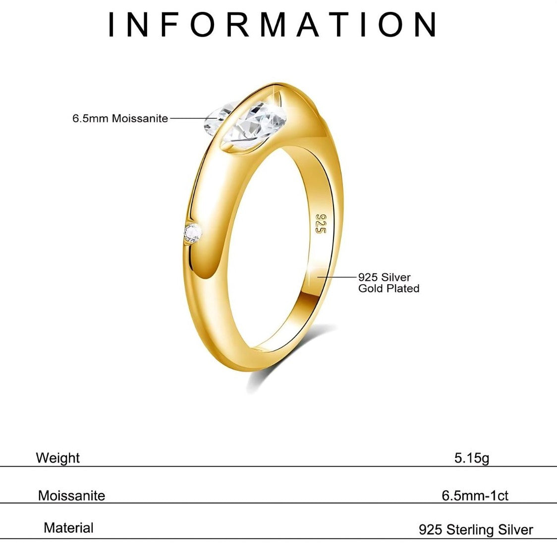 The Gold Rotating Moissanite Solitaire Classic Ring
