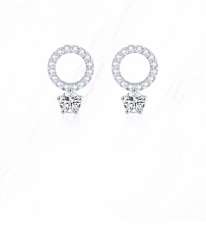 The IceBoyDC 925 Sterling Silver Sparkling Circle Stud Earrings