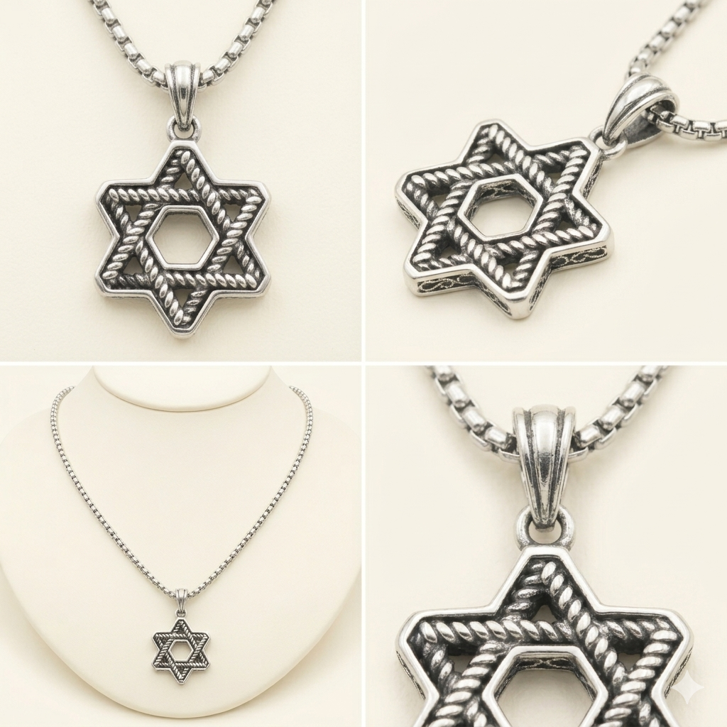Star of David Pendant Necklace – 925 Sterling Silver Tarnish-Free Jewish Star Necklace with 18” Box Chain