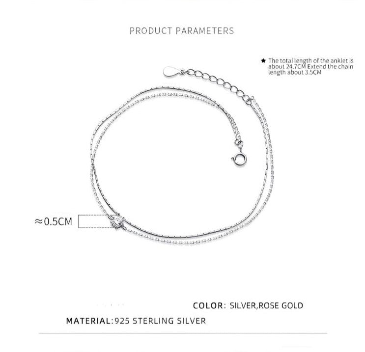 The IceBoyDC Simple Double Layer Floating CZ Anklet
