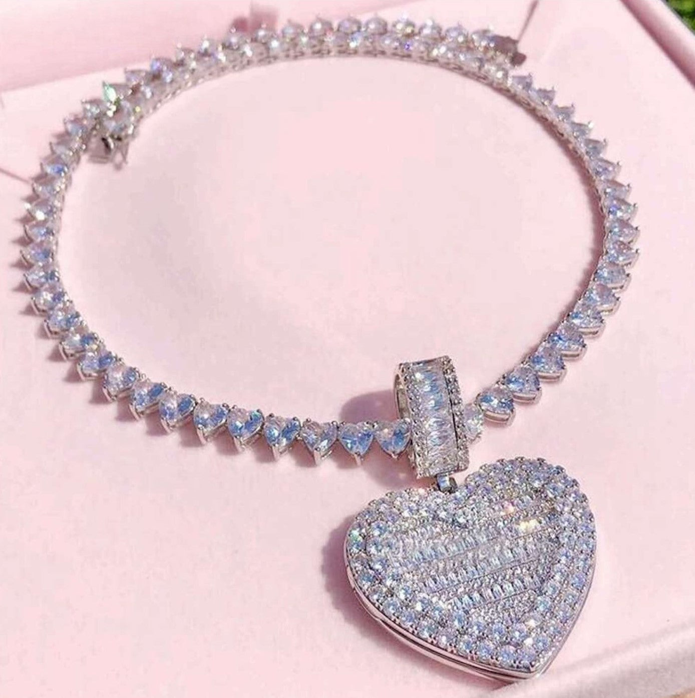 IceBoyDC 2025 Layered Love Locket Necklace (CZ Tennis Chain)