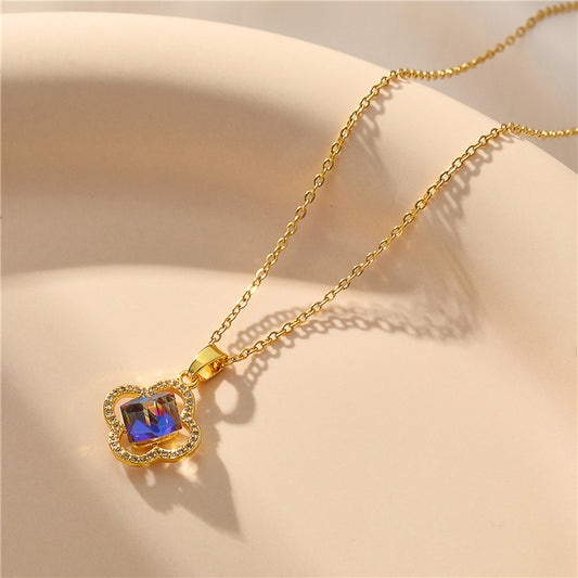 IceBoyDC:  Everlasting Love Clover Pendant (Blue Crystal)