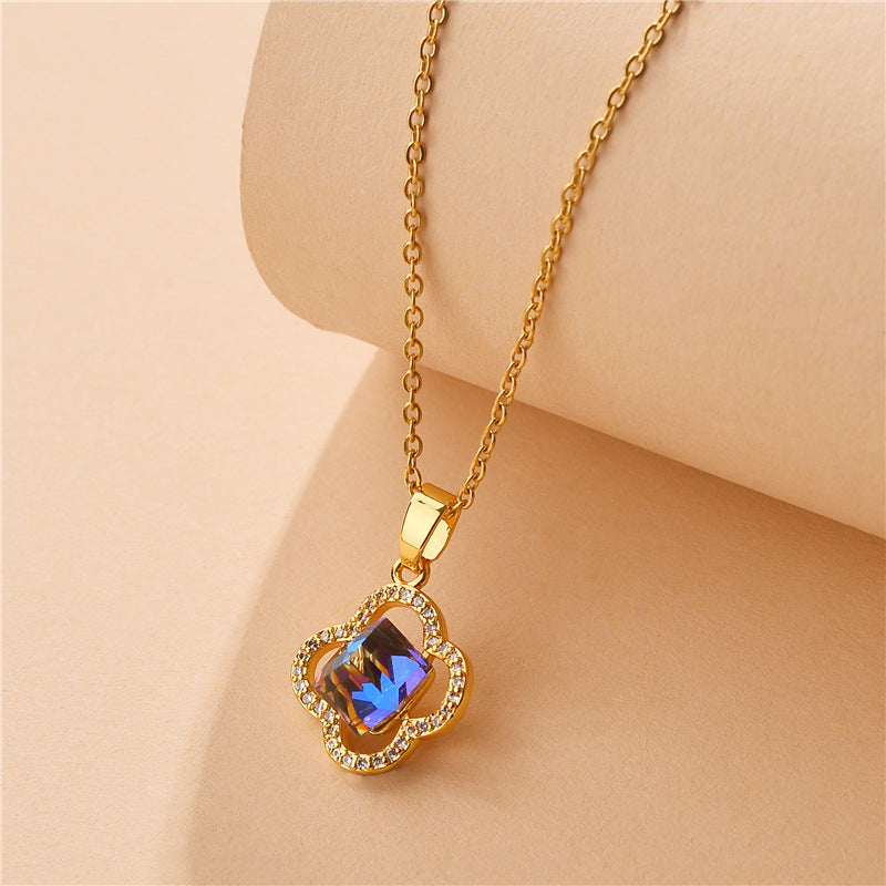 IceBoyDC:  Everlasting Love Clover Pendant (Blue Crystal)