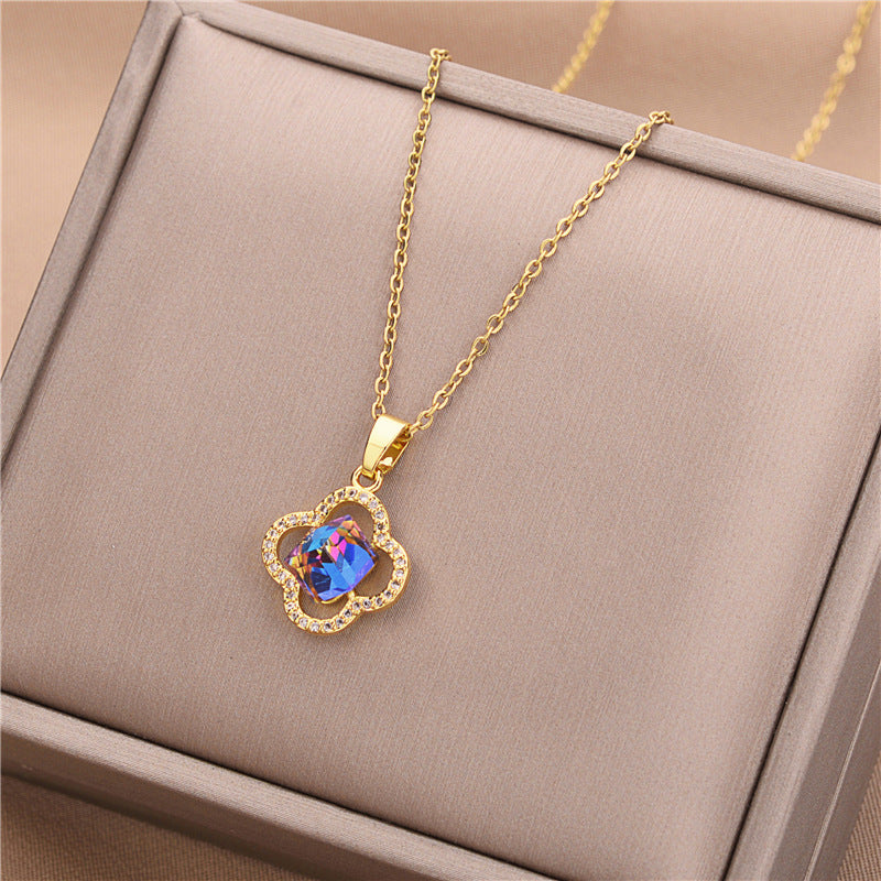 IceBoyDC:  Everlasting Love Clover Pendant (Blue Crystal)