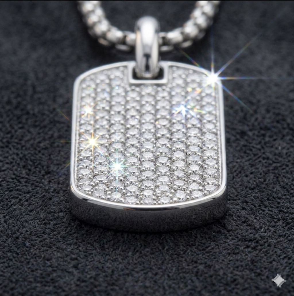 ✨ Pavé Edge Dog Tag Necklace 18 in.