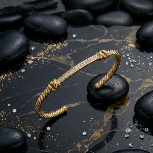 Twisted Cable Pavé Cuff Bracelet