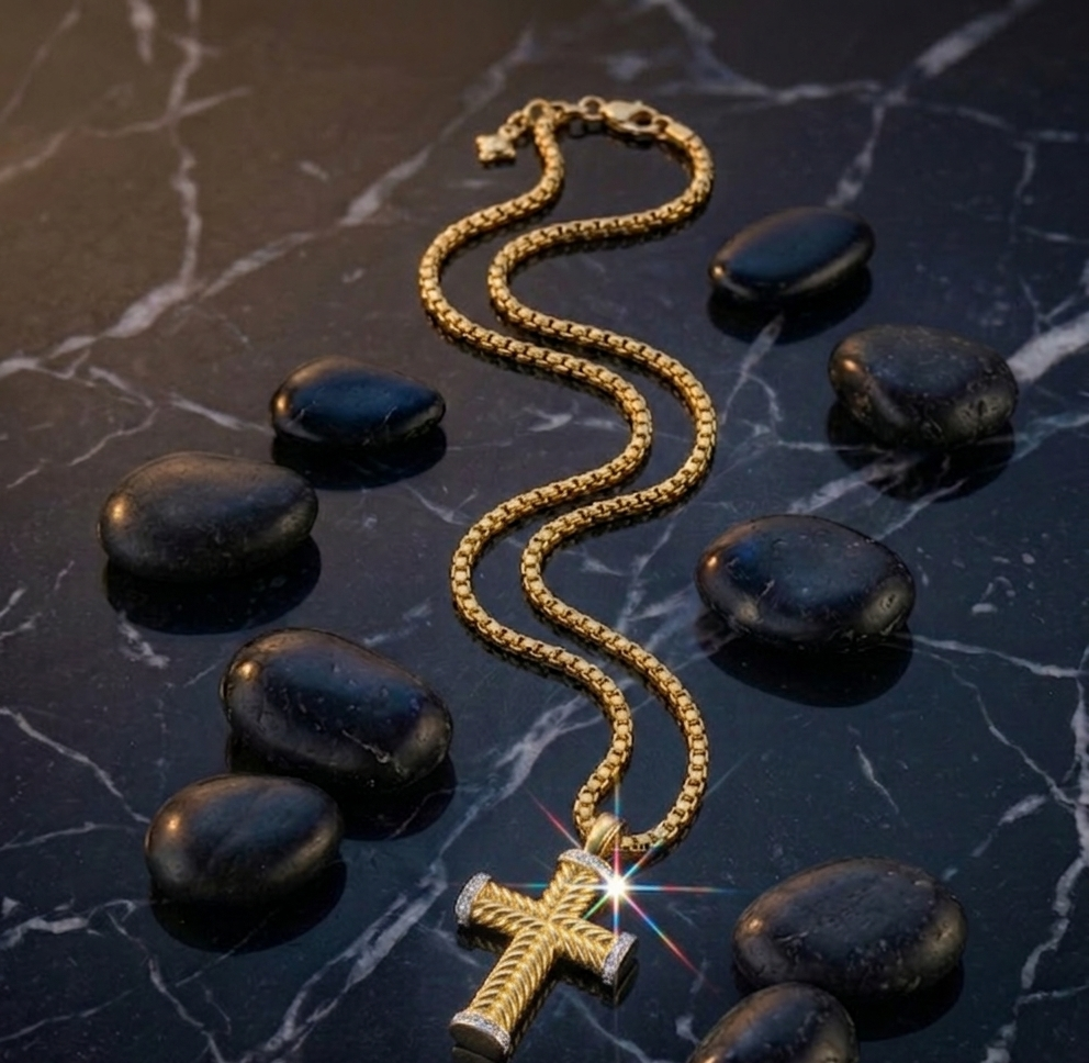Royal Rope Cross Necklace 18 in.