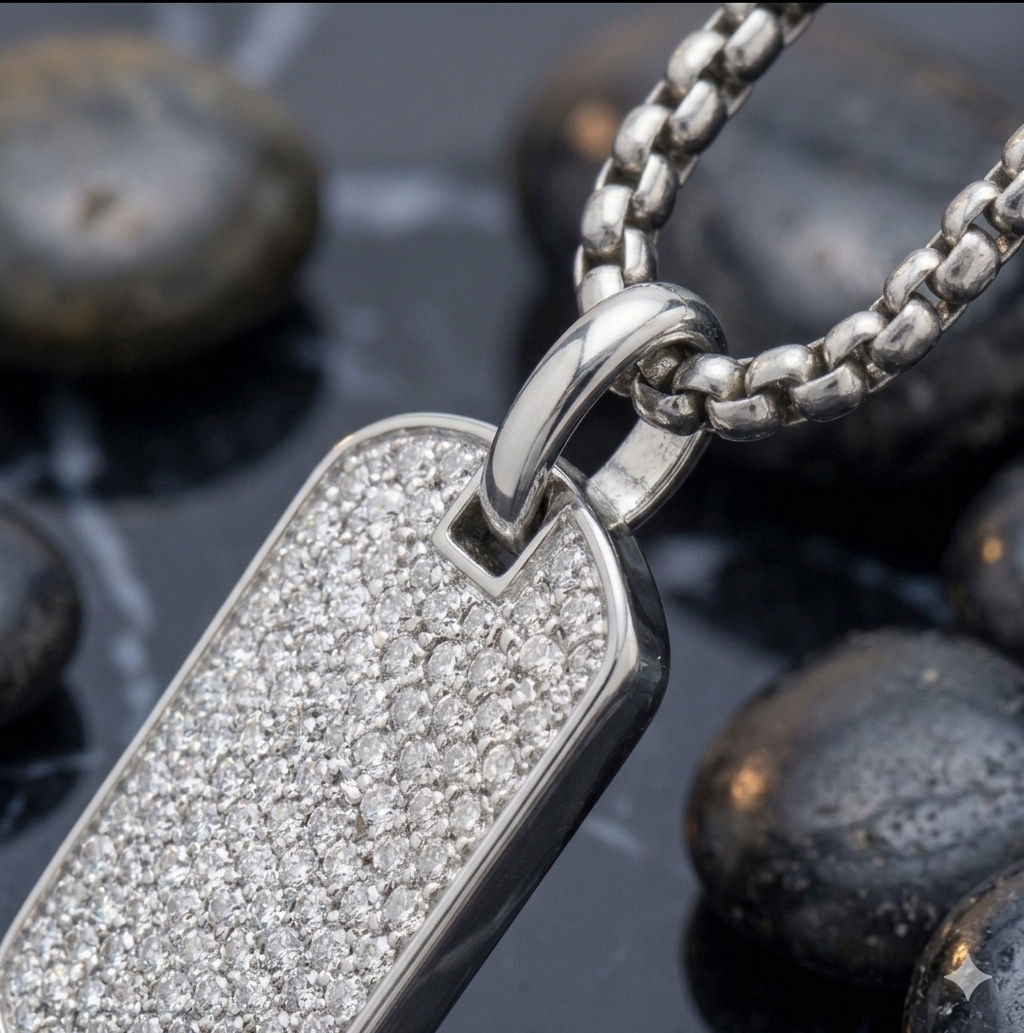 ✨ Pavé Edge Dog Tag Necklace 18 in.