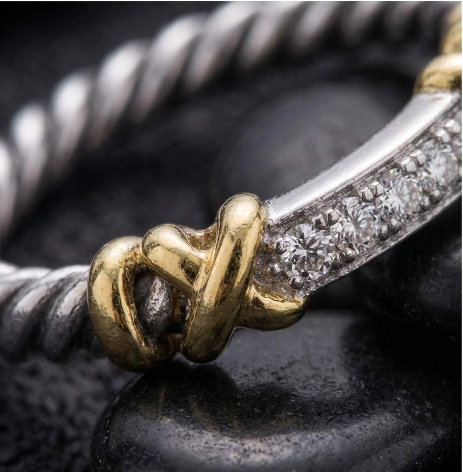 Twisted Cable Pavé Cuff Ring