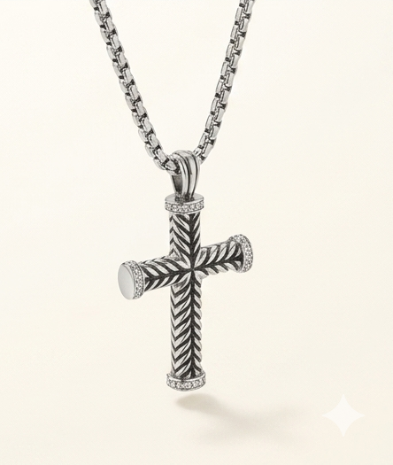 Silver Rope Cross with Zirconia's Necklace 18 in. – Tarnish-Free Pendant