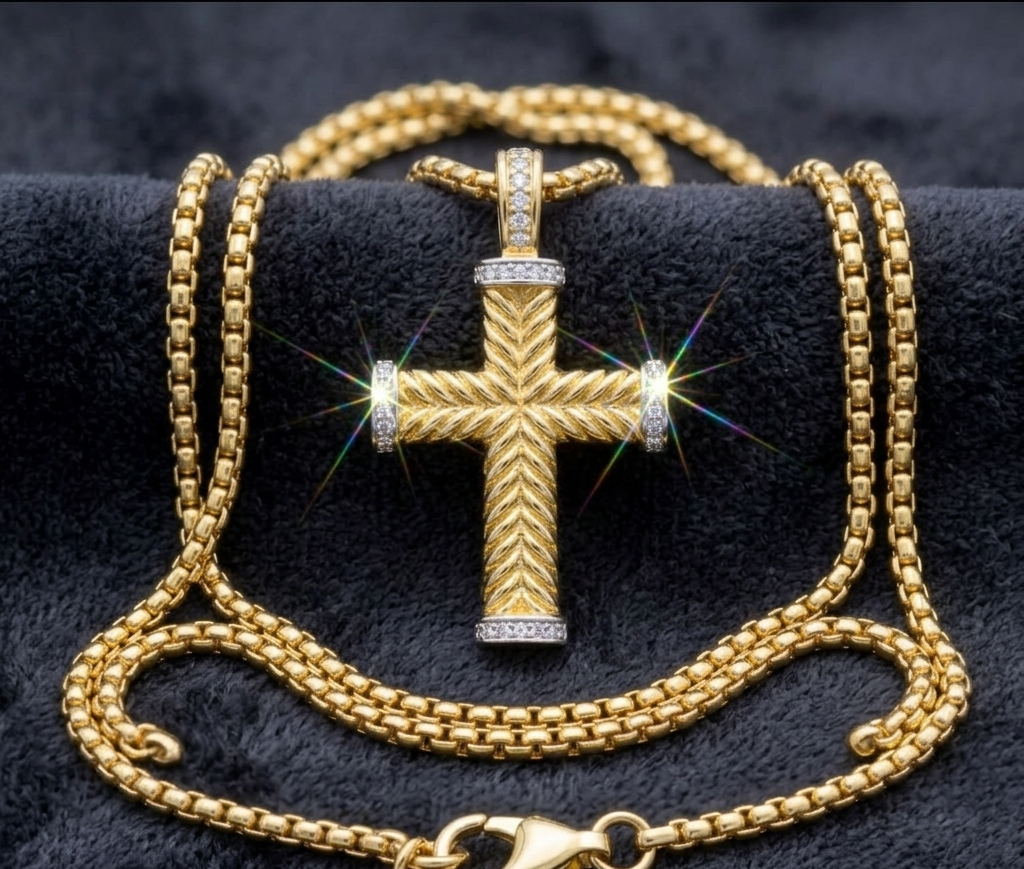 Royal Rope Cross Necklace 18 in.