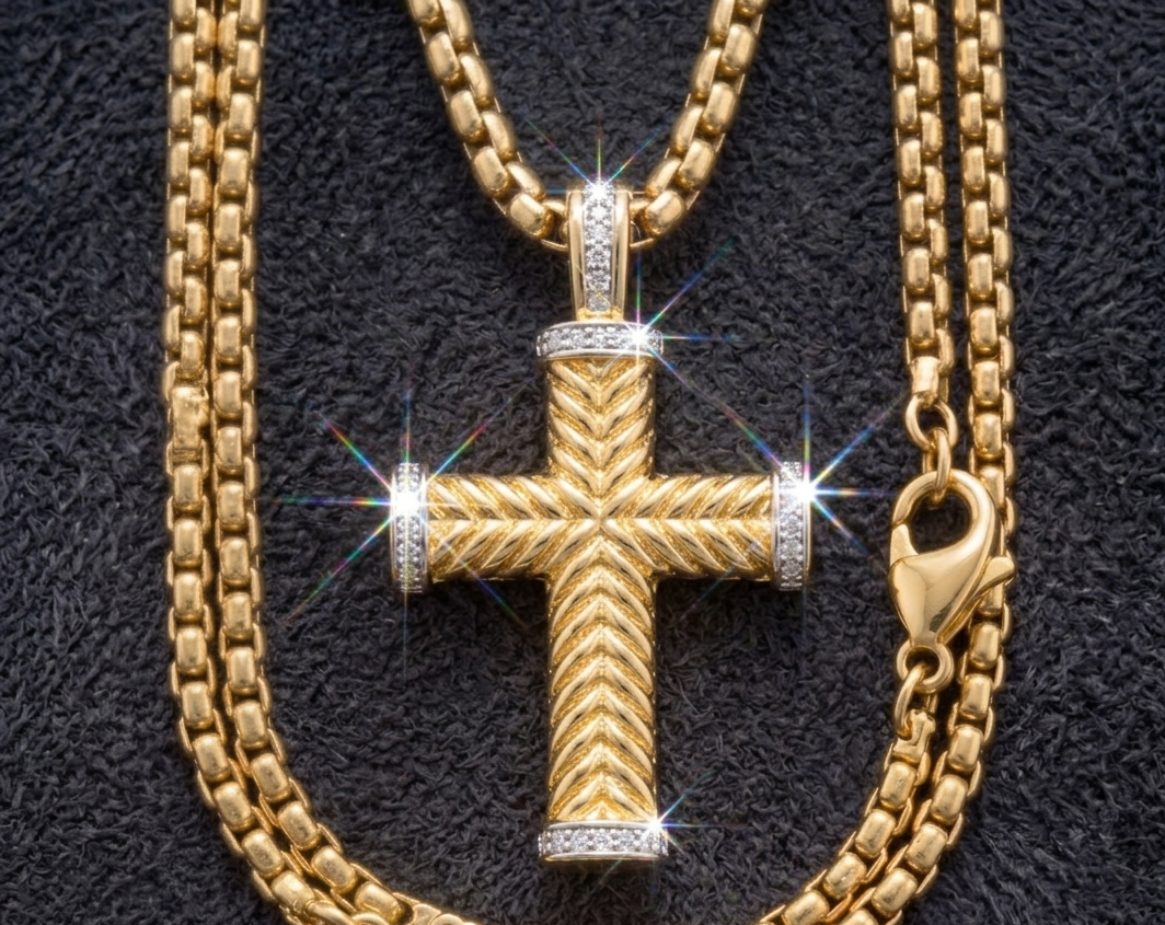 Royal Rope Cross Necklace 18 in.