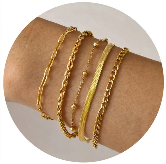 The IceBoyDC 5-Piece Link Bracelet Stack