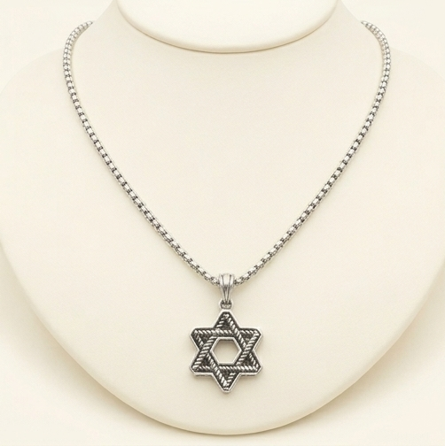 Star of David Pendant Necklace – 925 Sterling Silver Tarnish-Free Jewish Star Necklace with 18” Box Chain